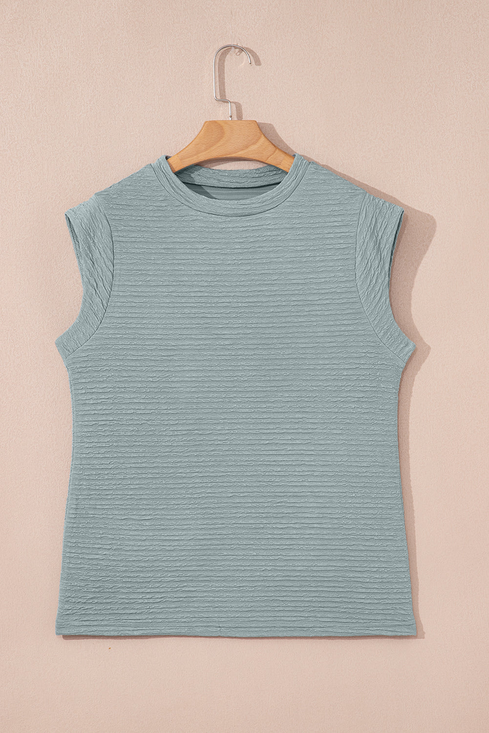 Solid Textured Crew Neck Tank Top