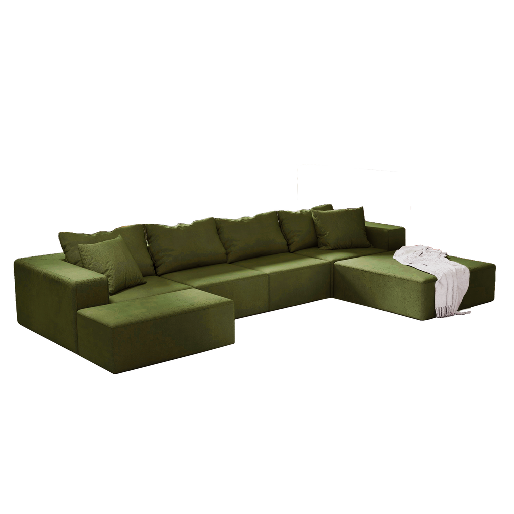 Modern Upholstered Sectional Sofa Couch Set,Modular 132' L Shaped Sectional Living Room Sofa Set With 6 Pillows,Free Combination Sofa Couch for Living Room,Bedroom