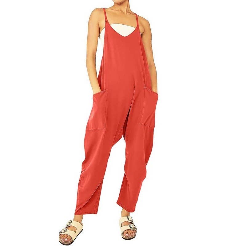 Feisty Coral Orange jumpsuit