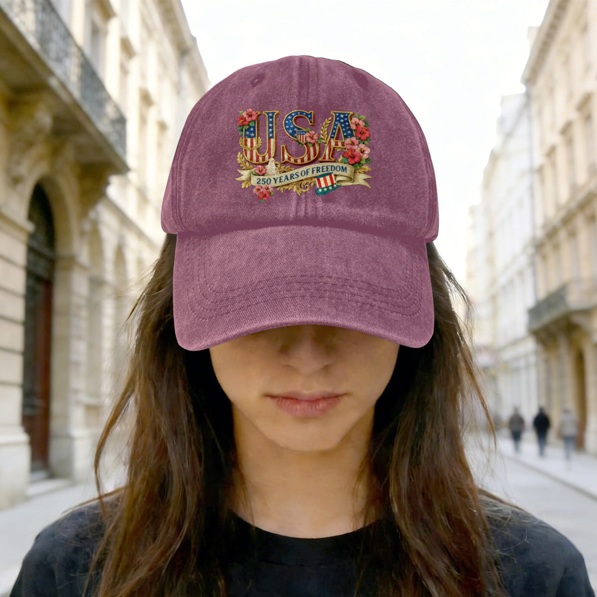 Patriotic USA 250 Years of Freedom Vintage Washed Baseball Cap | Ships from USA