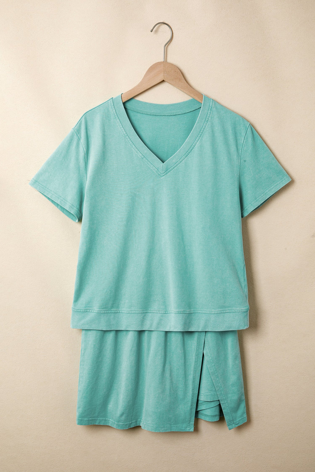 Mineral Wash V-Neck Tee & Skort Set