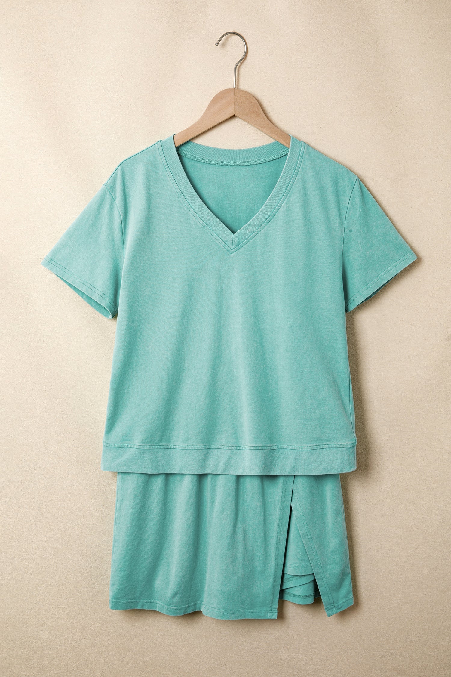 Mineral Wash V-Neck Tee & Skort Set