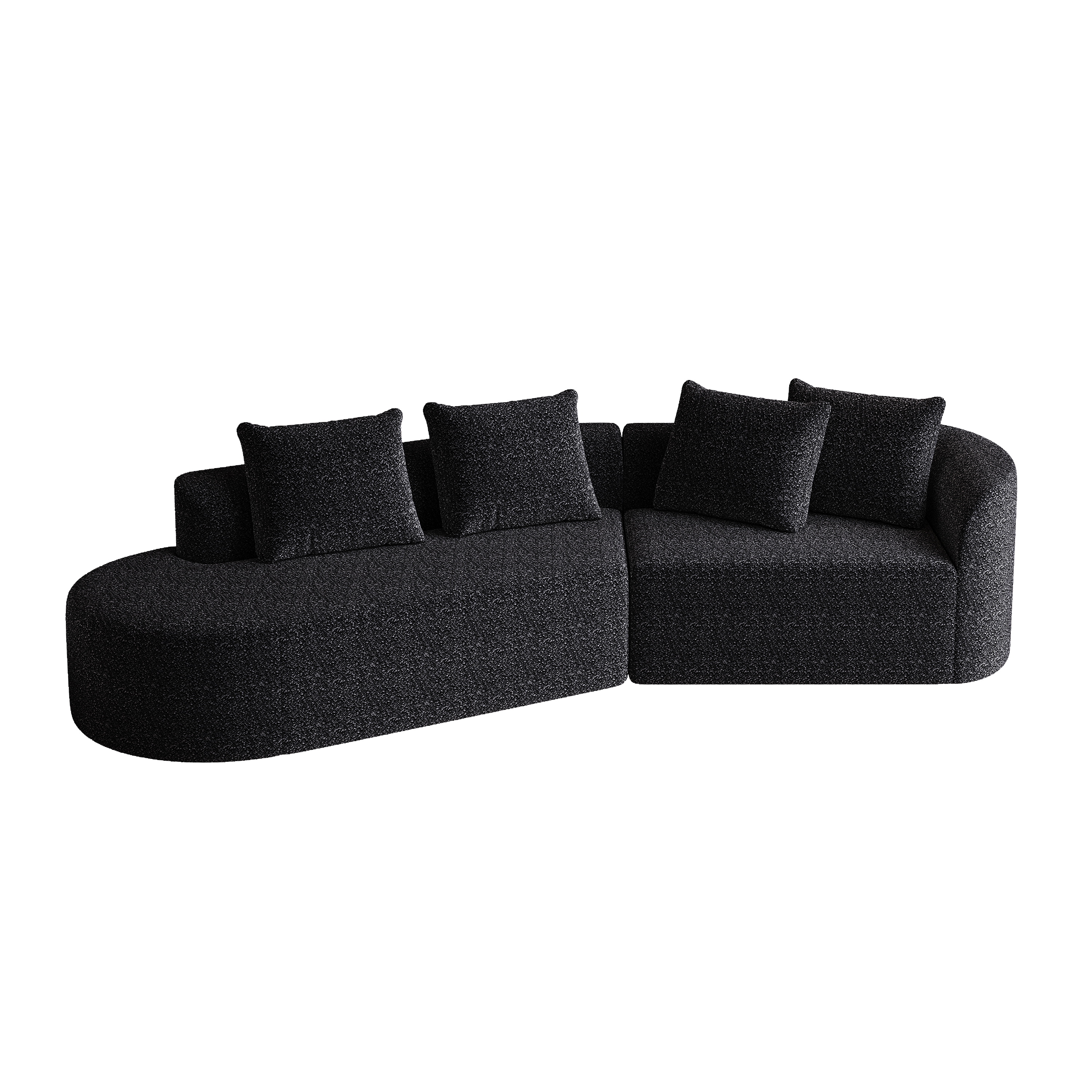 Modern Upholstered Oversized Sectional Sofa, 112-Inch Chenille 4-Seater Extra Deep & Wide Seat Curved Cloud Couch with 4 Throw Pillows, Free Combination Sofa Couch for Living Room,Bedroom