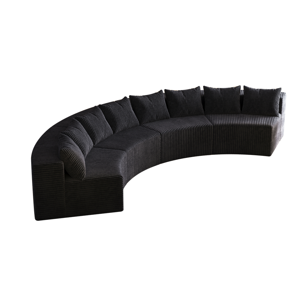 Corduroy curved sectional sofa with 8 pillows,Curved Symmetrical Modular Semi Circular Sofa Sectional for bedroom, living room, office for leisure or nap, reading room, and lobby(four modules)