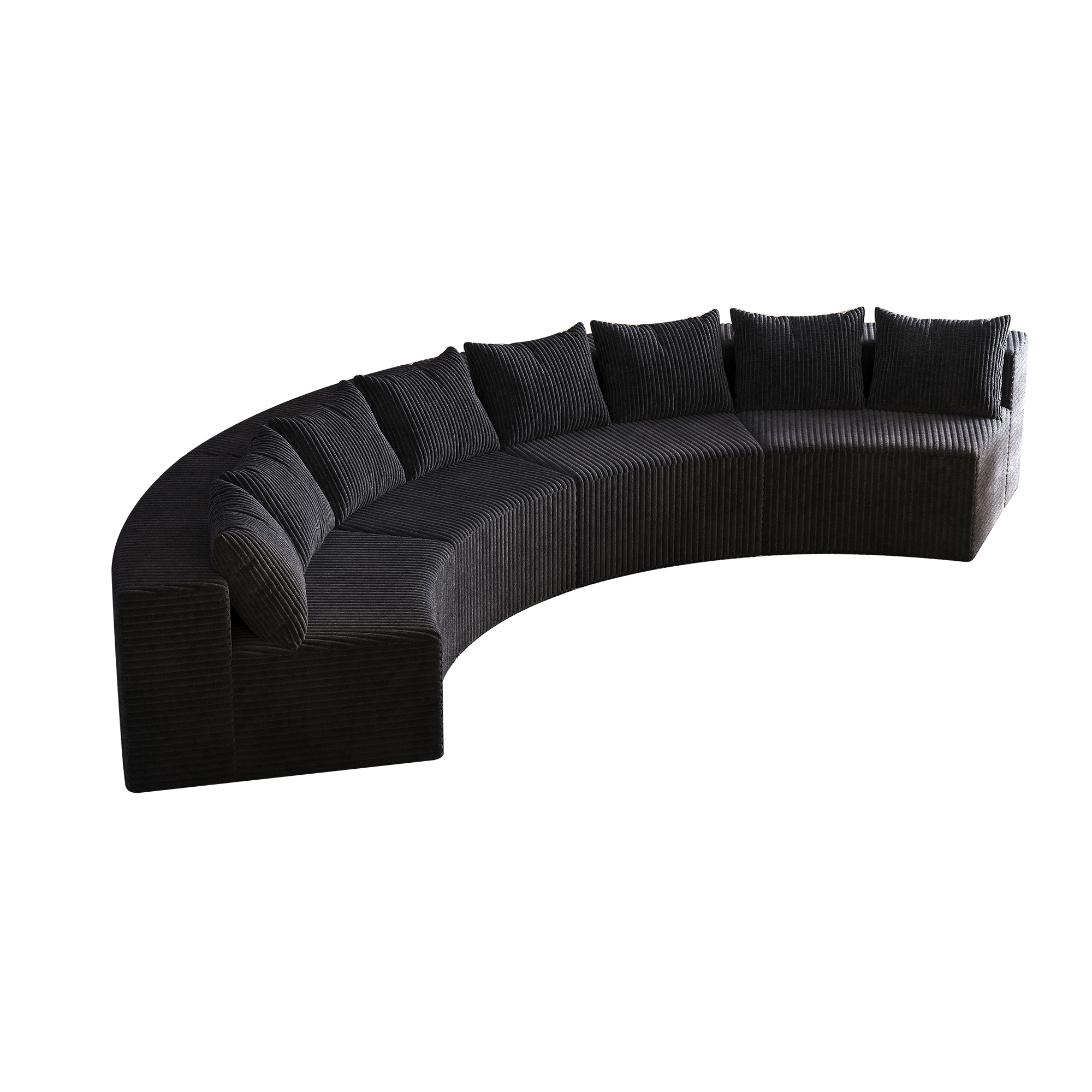 Corduroy curved sectional sofa with 8 pillows,Curved Symmetrical Modular Semi Circular Sofa Sectional for bedroom, living room, office for leisure or nap, reading room, and lobby(four modules)