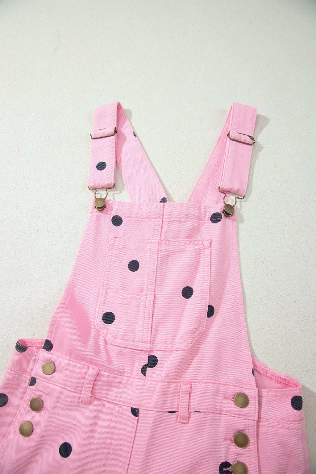 Polka Dot Denim Barrel Leg Overalls Jumpsuit