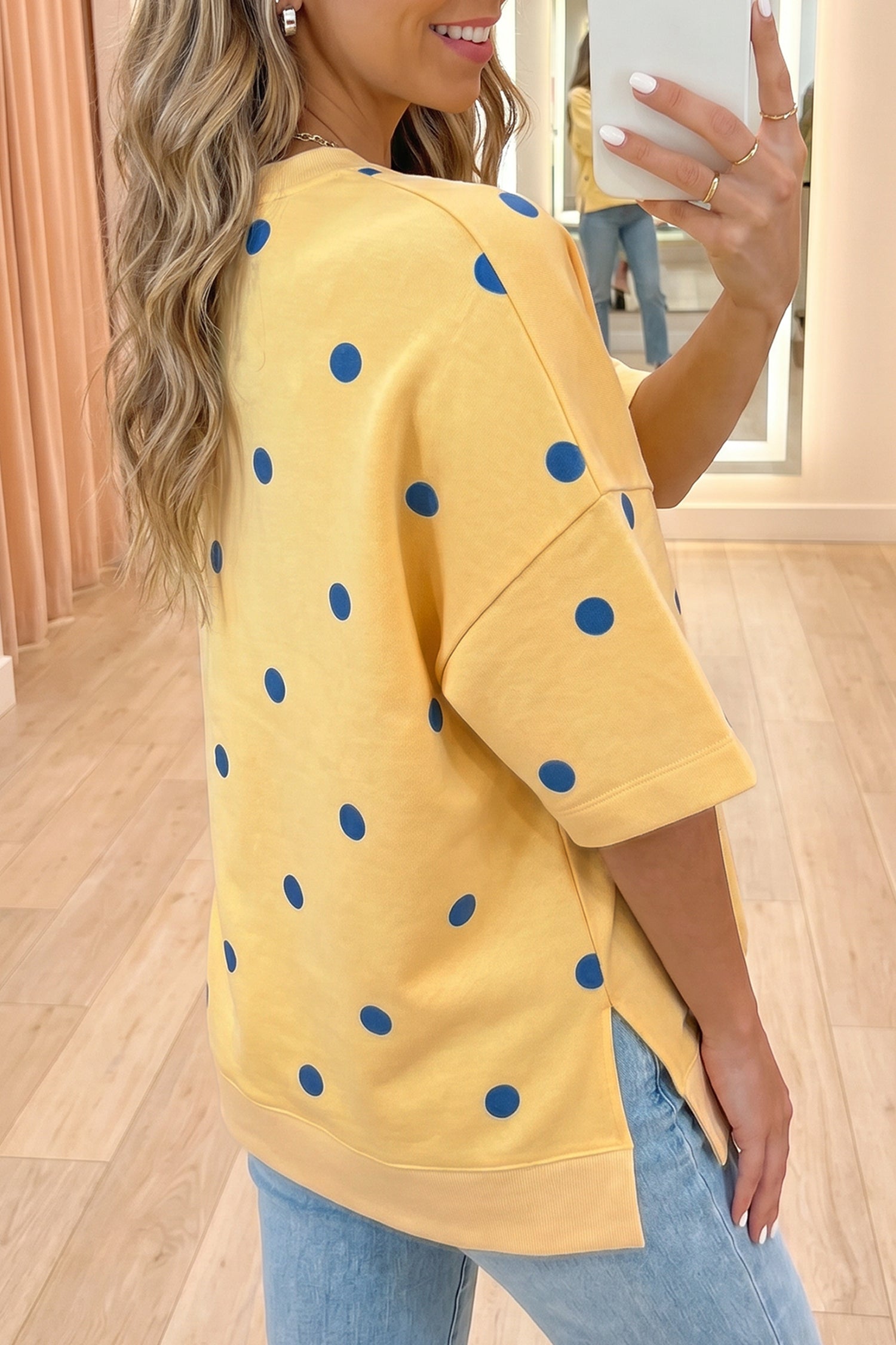 Retro Polka Dot Crossed Seam Oversize Tee