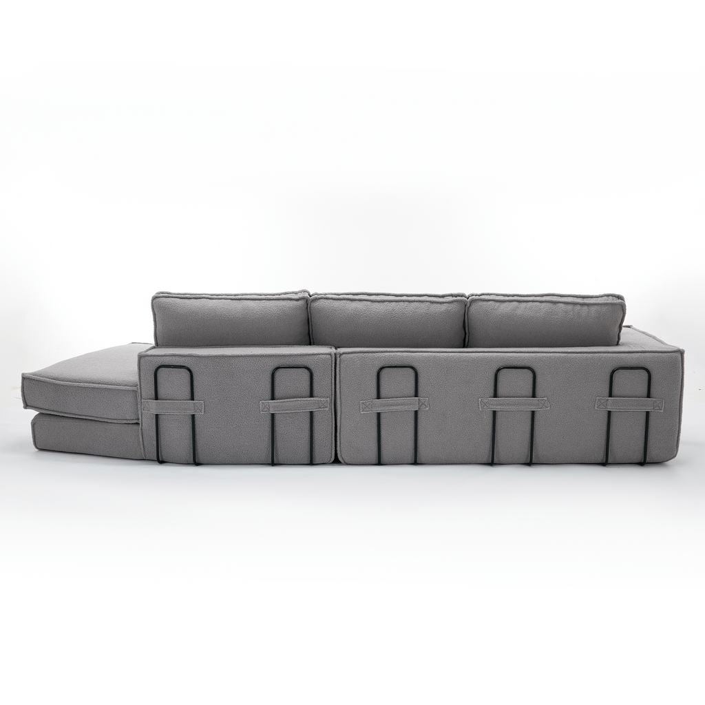 [NEW ARRIVED] [VIDEO PROVIDED]  Folding Convertible Out Sleeper Sofa Bed,2-in-1,  Combination Convertible Sofa,3 seat, Upholstered,Fold Out Floor Gaming Sofa Bed , Lamb Velvet Fabric,Living Room, Gray