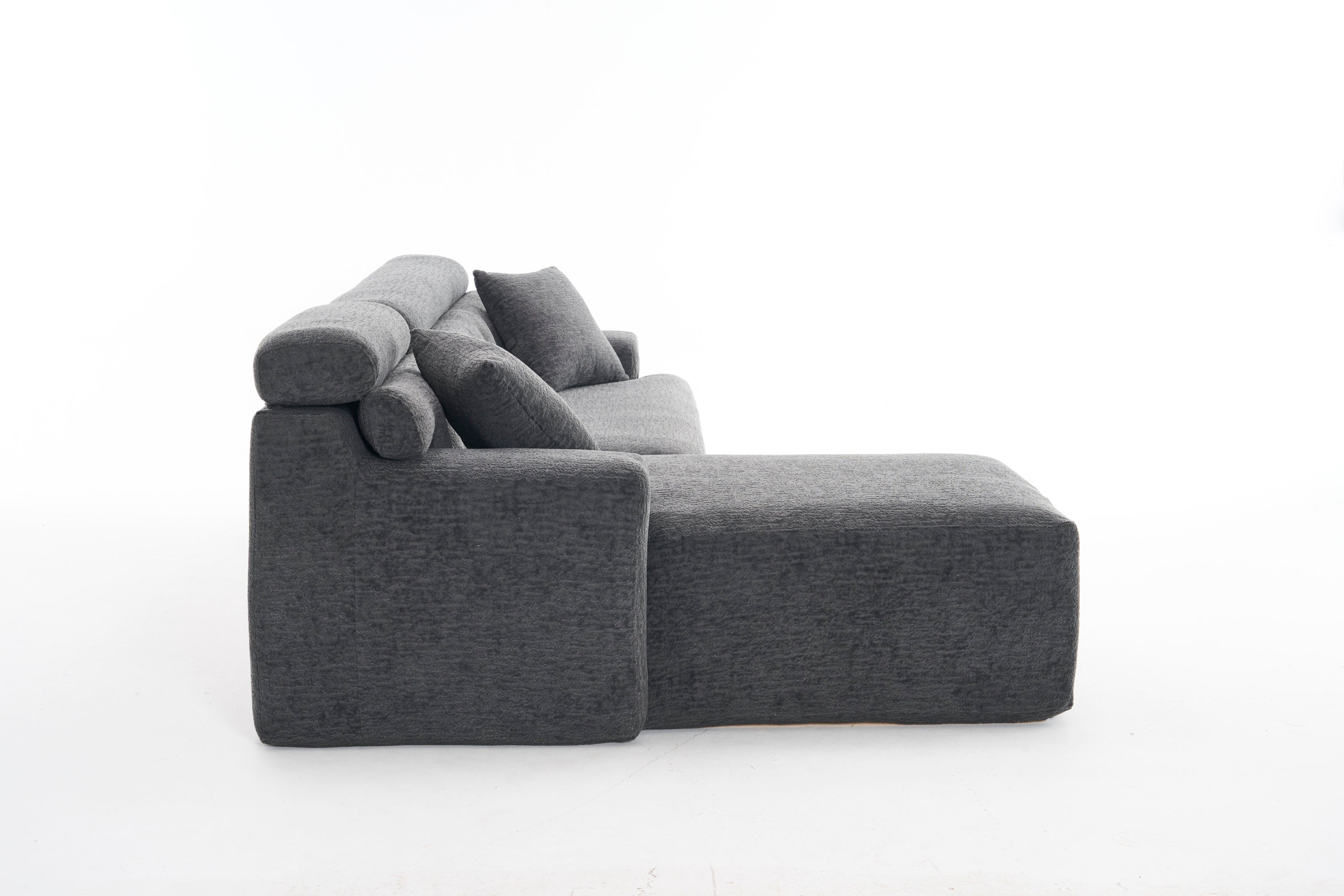 105'' Cloud Sectional Couch with L-Shape Chaise,Modern Modular Sofa with Deep Seat, Boneless Sofa for Living Room Bedroom,No Assembly Required,Grey.