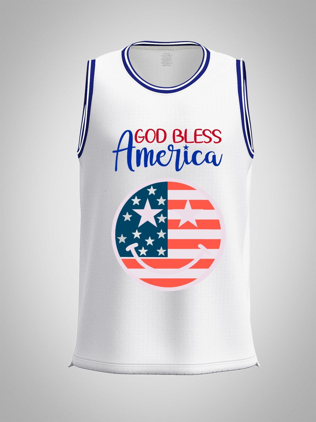 God Bless America Adult White & Blue Basketball Jersey | Ships From USA
