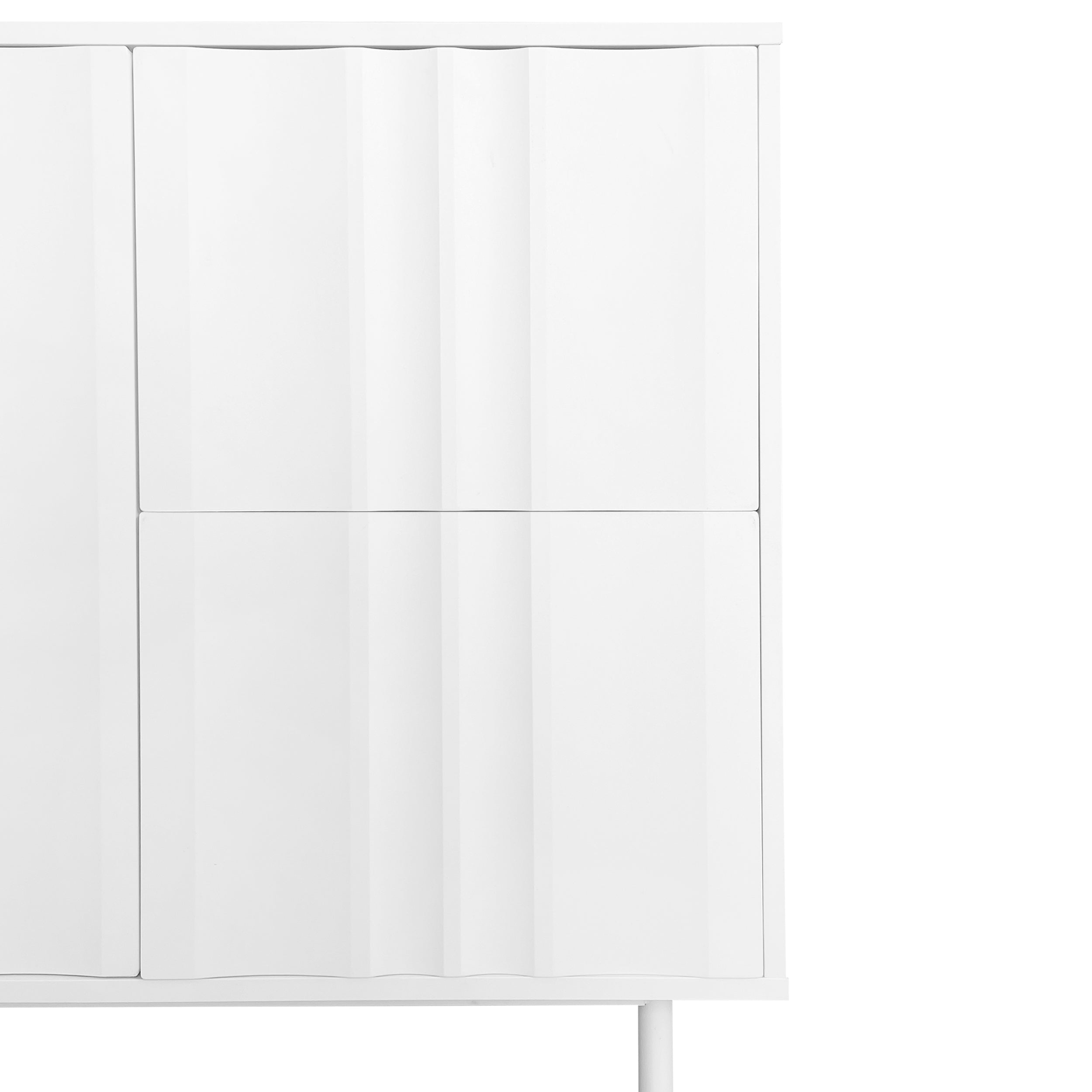 47.2' Buffet Sideboard Cabinet with 2 Doors And Drawers, Adjustable Shelf, Metal Legs Wave Pattern Kitchen Pantry Cabinets for Dining Room, Bedroom, Living Room