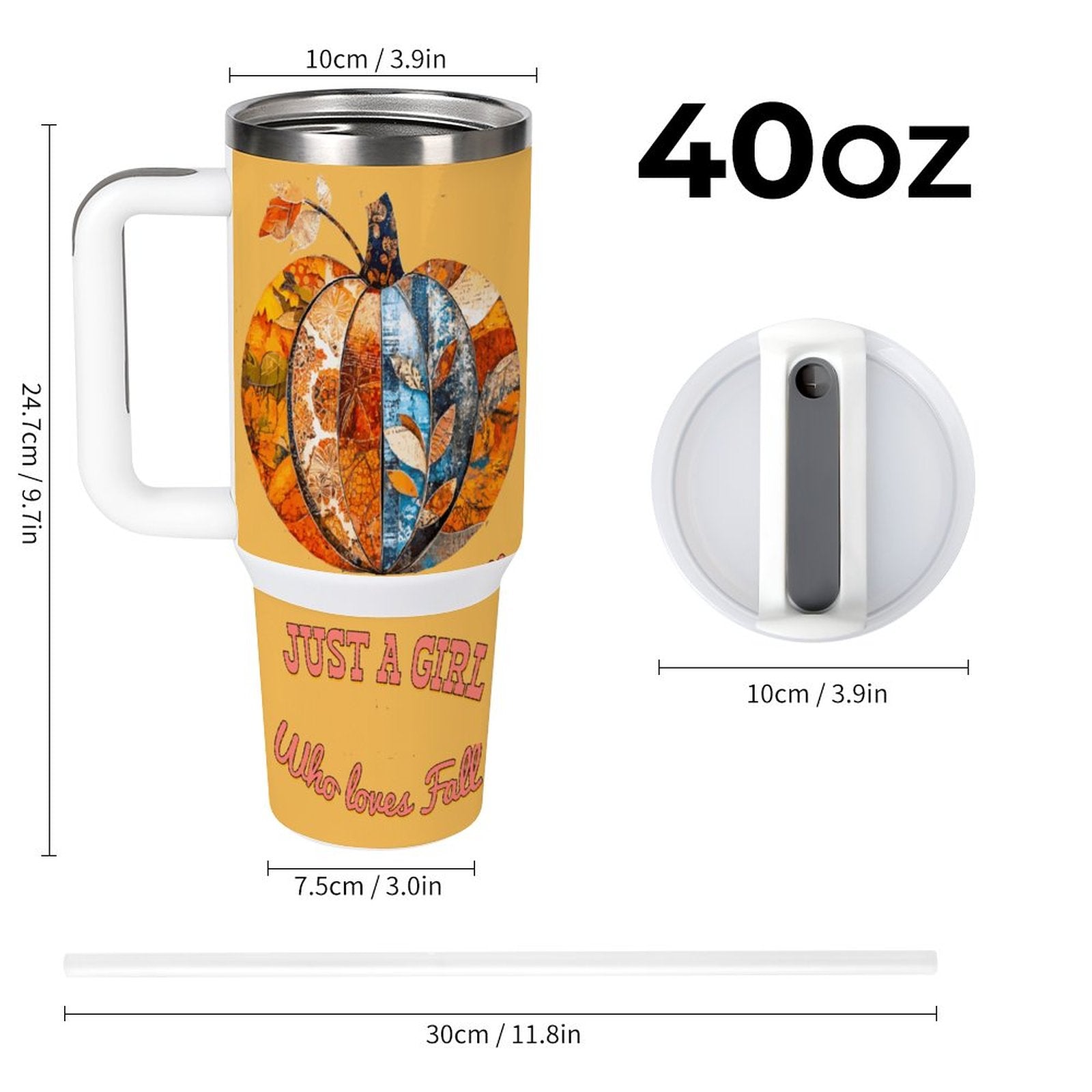 Just a Girl Who Loves Fall Pumpkins 40oz Stainless Steel Insulated Tumbler with Handle and Lid