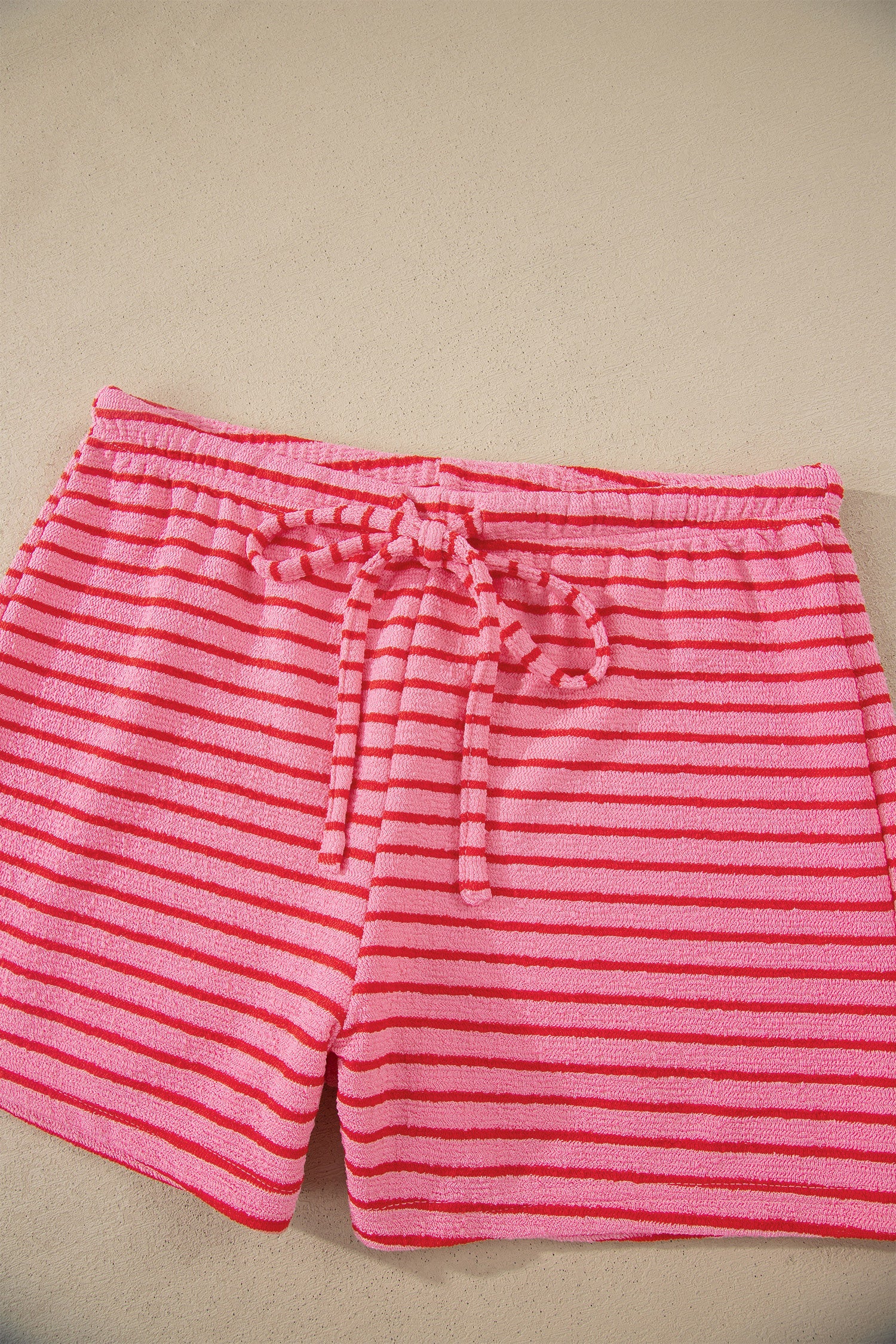 Stripe Side Split Tee & Drawstring Shorts Set