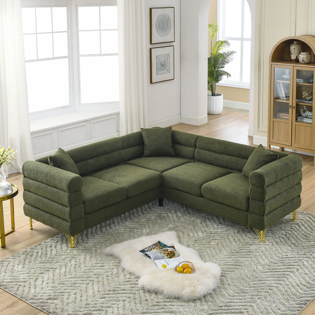 81.5-Inch Oversized Corner Sofa, L-Shaped Sectional Couch,   5-Seater Corner Sofas with 3 Cushions for Living Room, Bedroom, Apartment, Office