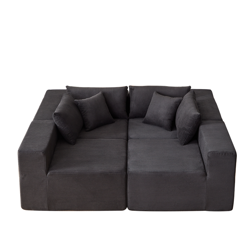 104-Inch Corduroy  Modular L Shaped Sectional Sofa,Luxury Floor Couch Set,Upholstered Indoor Furniture,Foam-Filled Compressed Sofa for Living Room,Bedroom,4 PC Free Combination