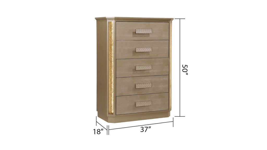 Medusa Queen 5PC Bedroom set Made with Wood in Gold (NJ Inventory)
