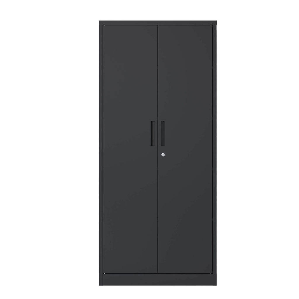Heavy Metal Garage Storage Cabinet, Black Tool Steel Locking Cabinet with Doors and 3 Adjustable Shelves, 71 Inch Tall