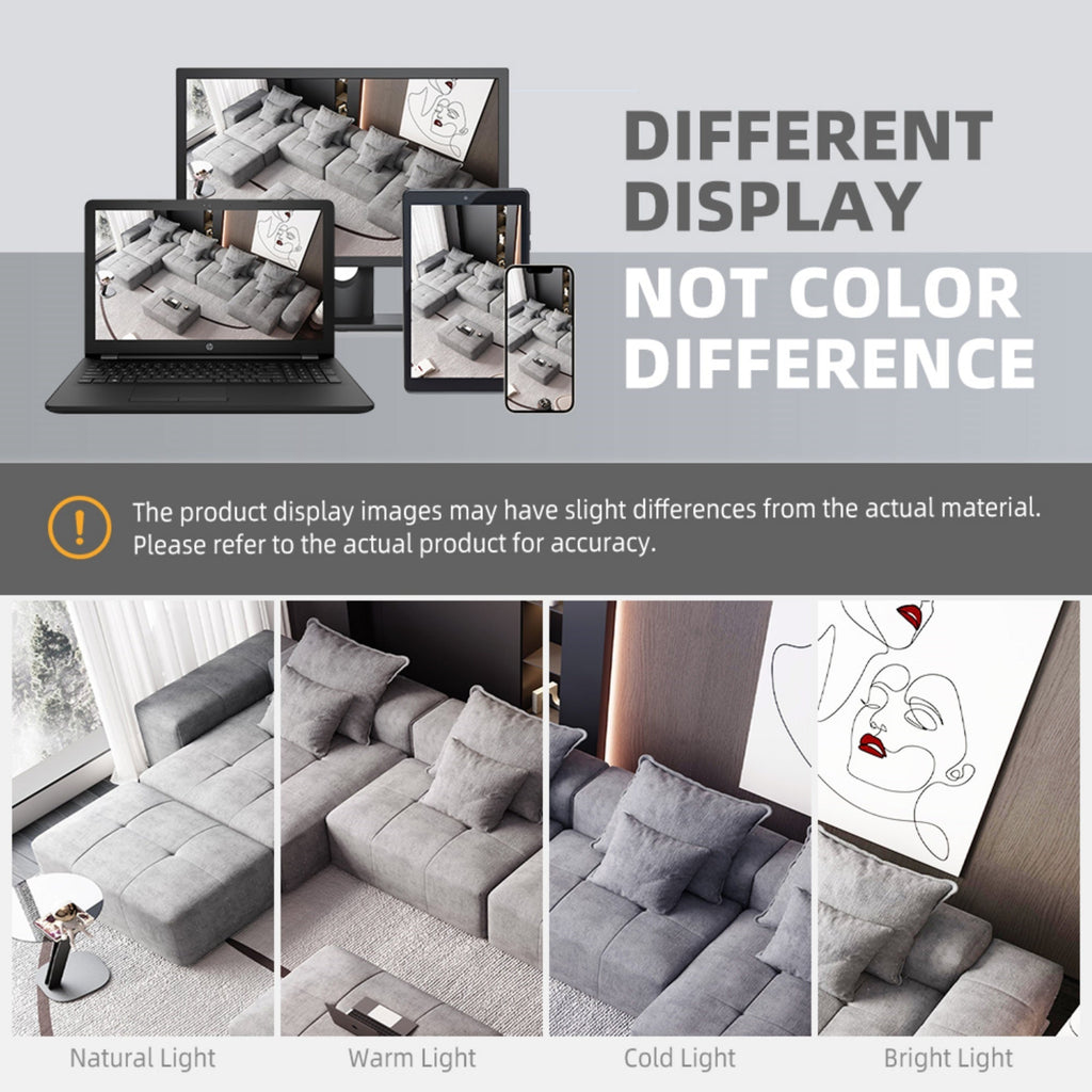 Modern Oversized Modular Sectional Sofa, Sparkling Chenille Fabric Soft Cushion Sofa with 8 Pillows, 8 PCS DIY Combination Tufted Sofa, No Assembly Required, GREY
