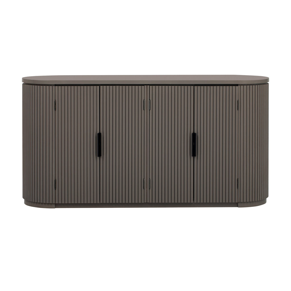 U_STYLE Vertical Striped Door Storage Cabinet with Metal Handles, Adjustable, Suitable for Study, Entryway and Living Room