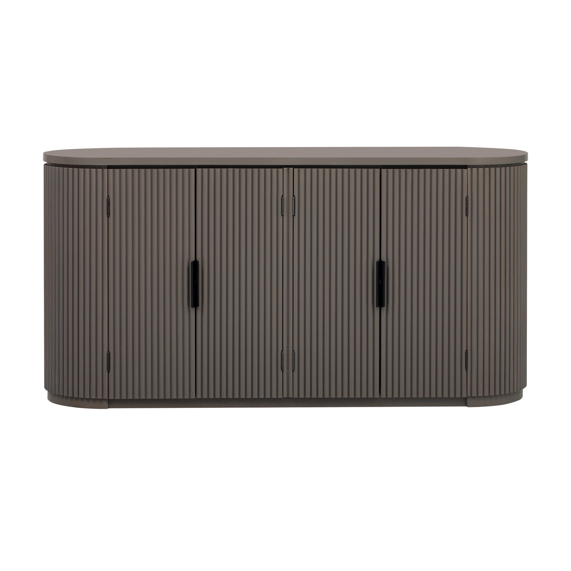 U_STYLE Vertical Striped Door Storage Cabinet with Metal Handles, Adjustable, Suitable for Study, Entryway and Living Room
