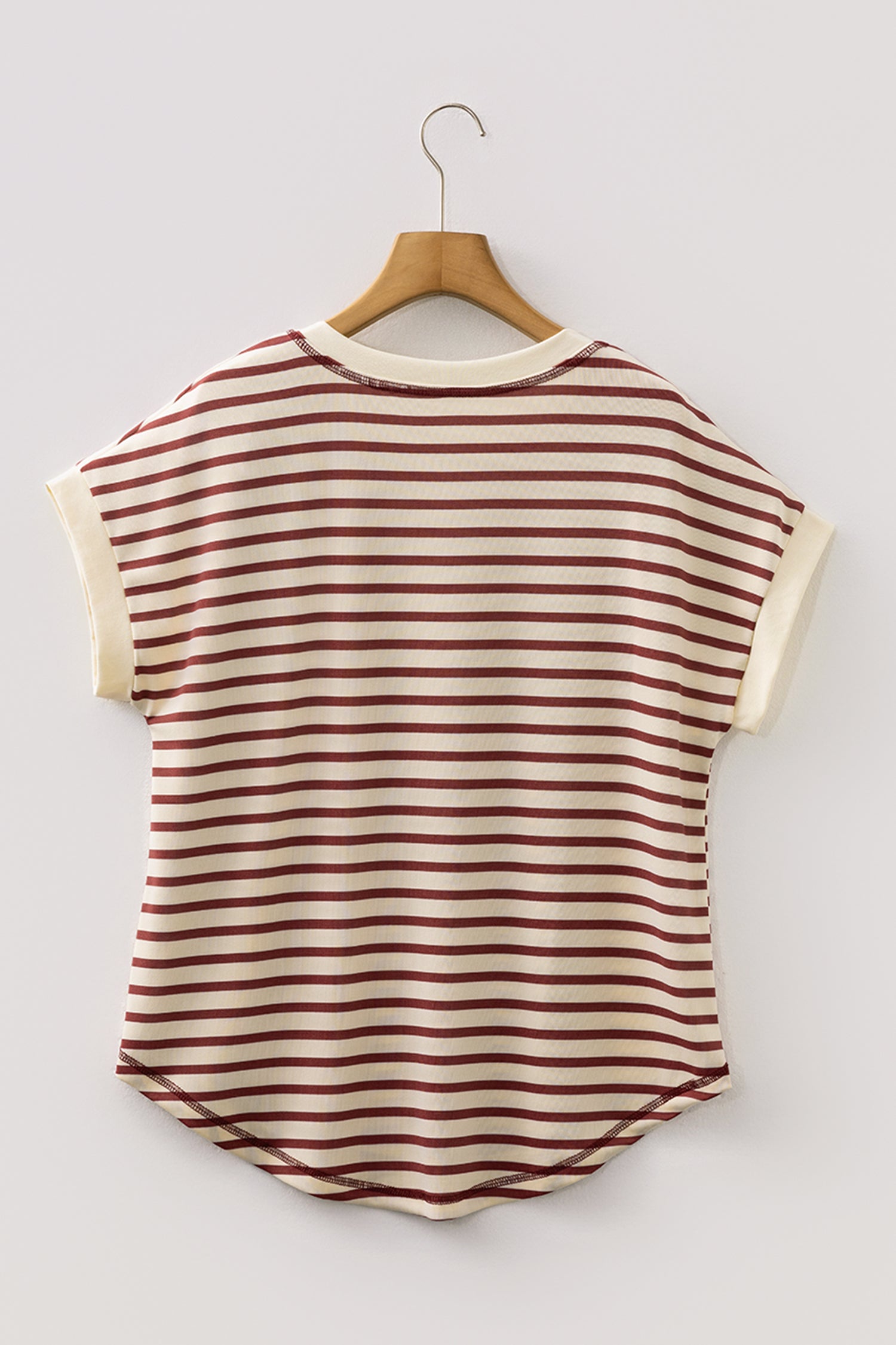 Stripe Half Buttoned Short Sleeve Top