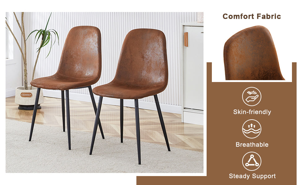 1 table and 6 chairs set.63'x35.4x30' Rectangular Transprant Tempered glass Dining Tabletop with Wood color MDF OC shaped bracket.Paired with 6 brown technology fabric dining chairs.W1151S02013