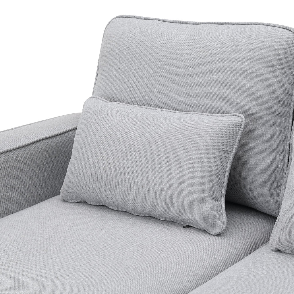 [VIDEO provided] [New] 104' 4-Seater Modern Linen Fabric Sofa with Armrest Pockets and 4 Pillows,Minimalist Style Couch for Living Room, Apartment, Office,3 Colors
