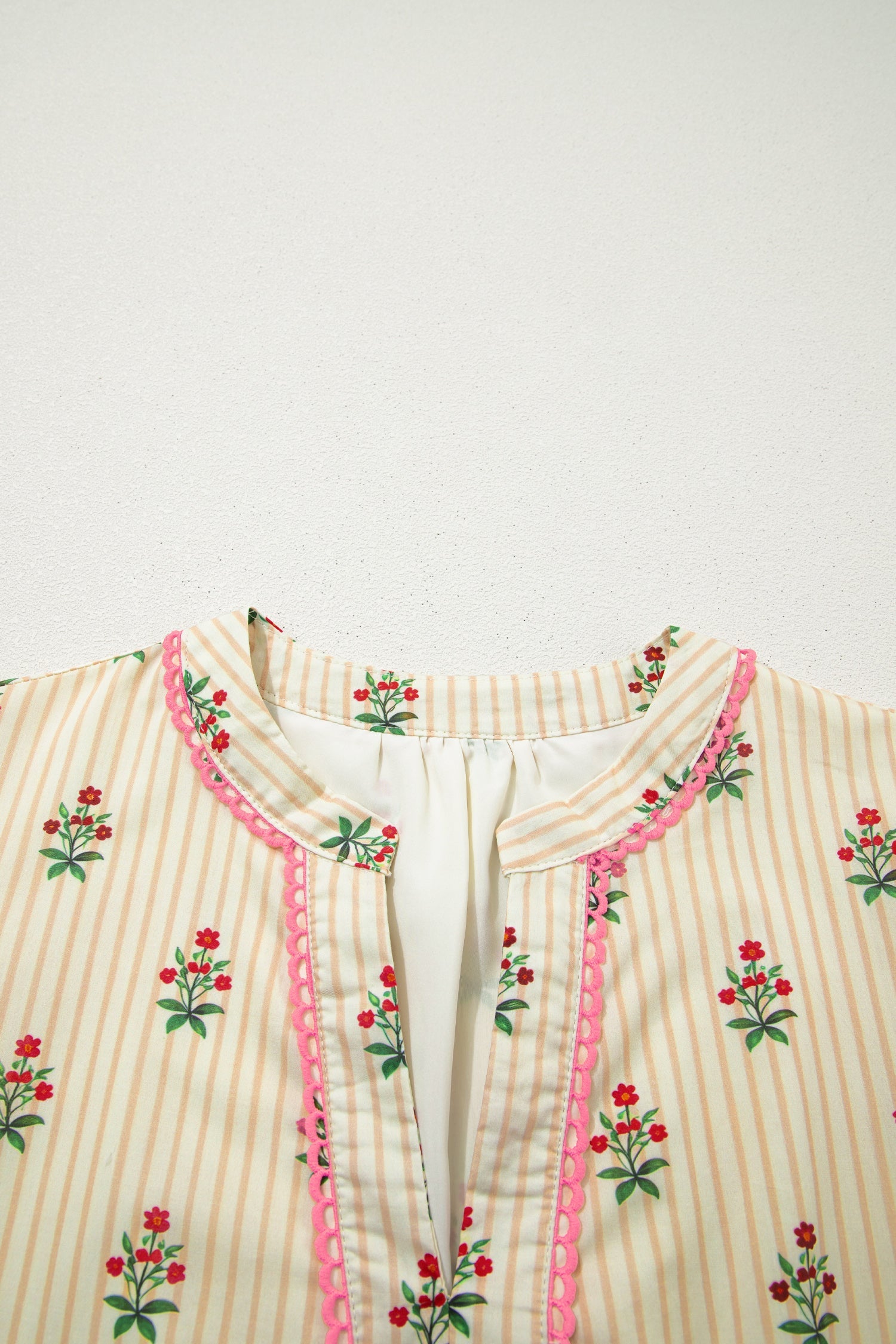 Floral Stripe Contrast Ruffle Hem Mini Dress