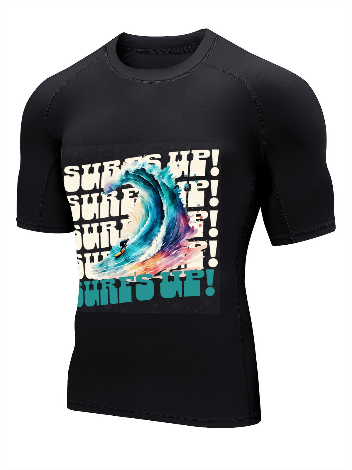 Surf's Up Men's Short-Sleeve Swim Top (Front Printing)