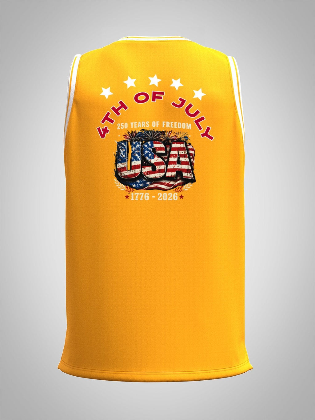 4th of July Adult Yellow Basketball Uniform| Ships From USA