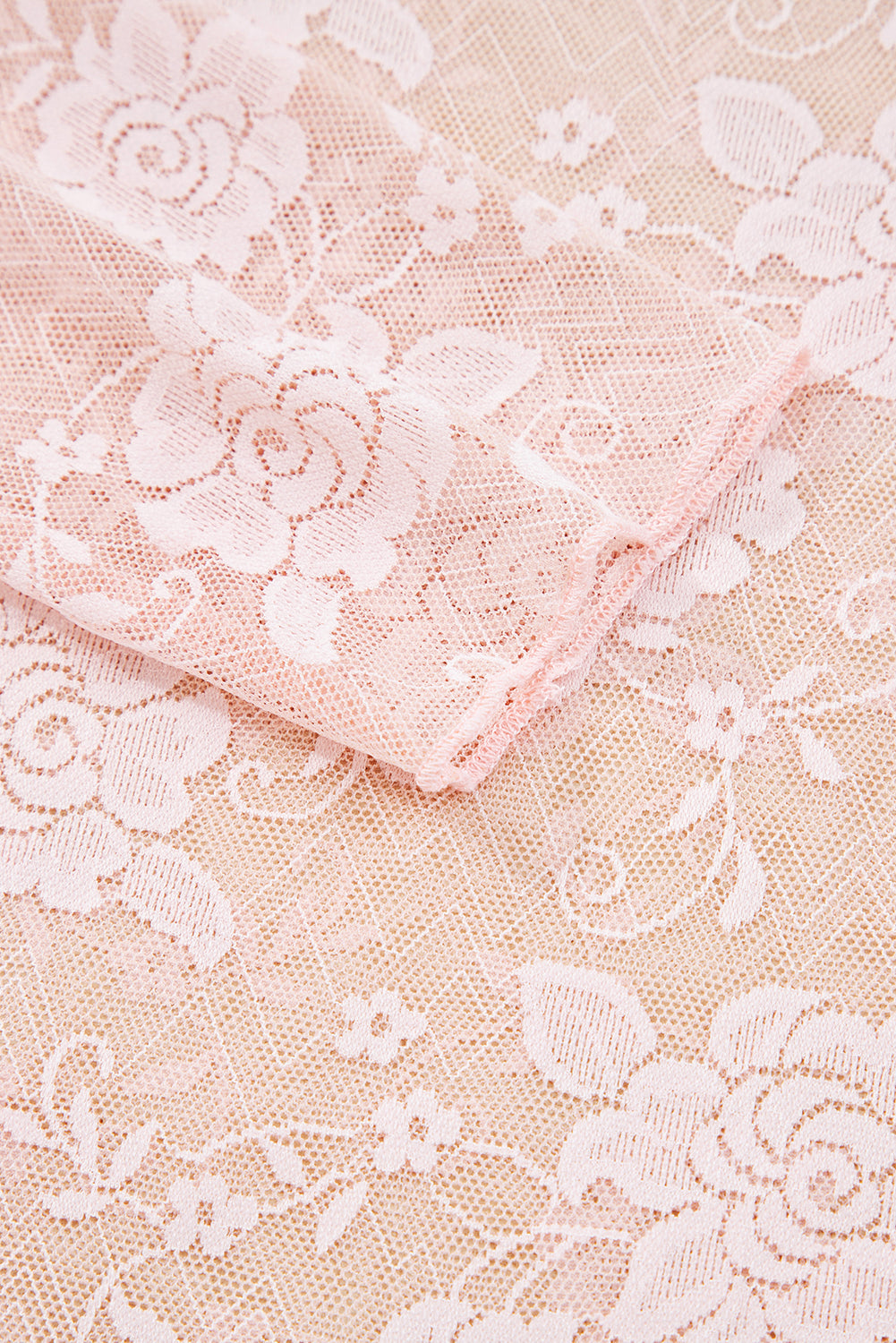 Floral Lace Sheer Mesh Long Sleeve Top