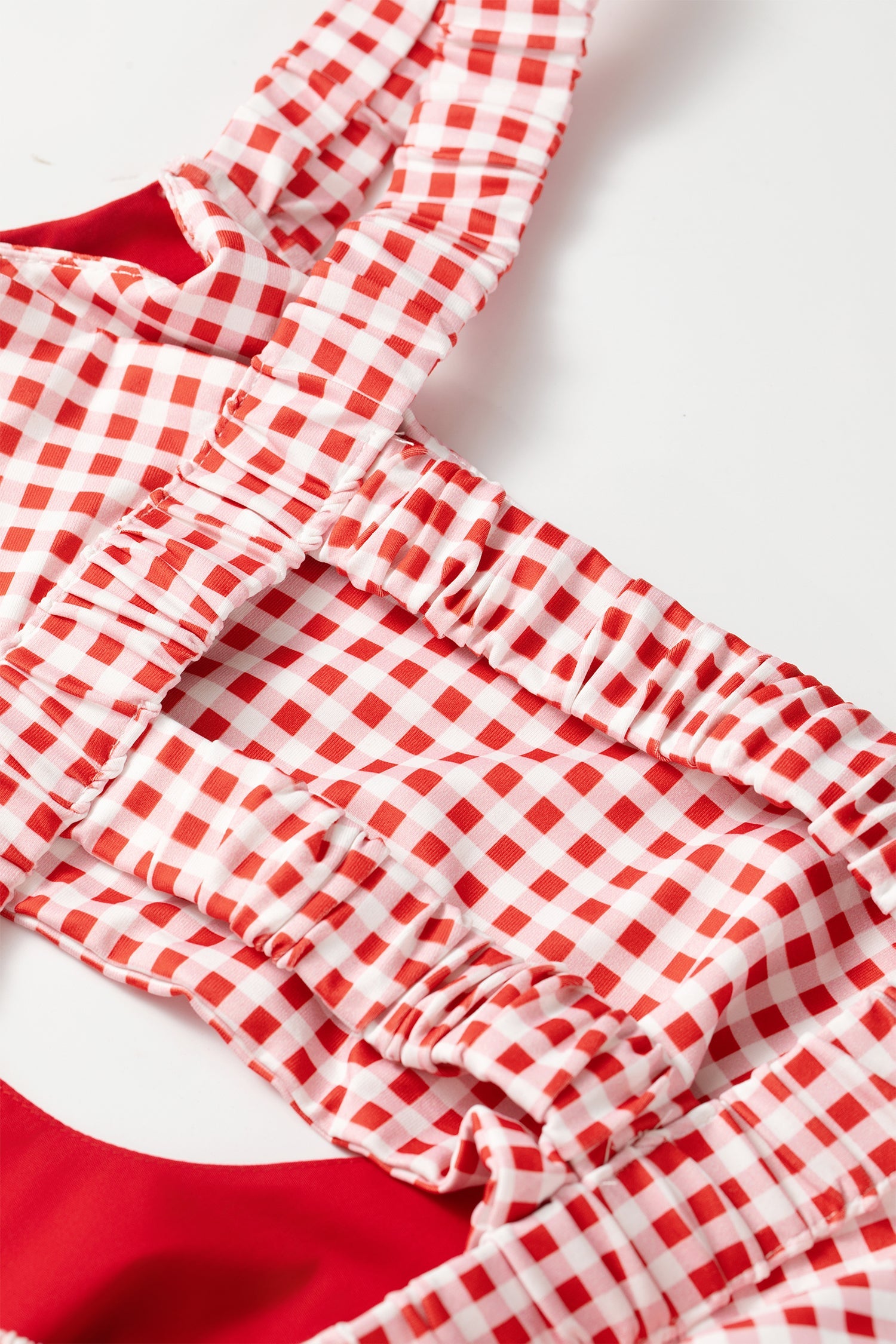 Gingham Patchwork Faux Two Piece Mini Dress