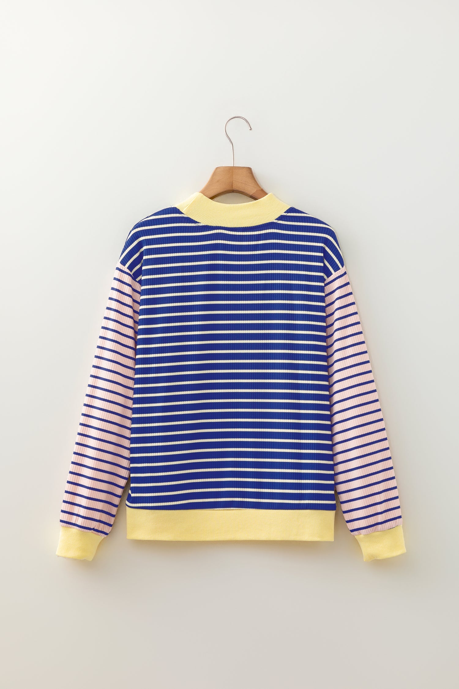 Stripe Colorblock Long Sleeve Crewneck Pullover Top