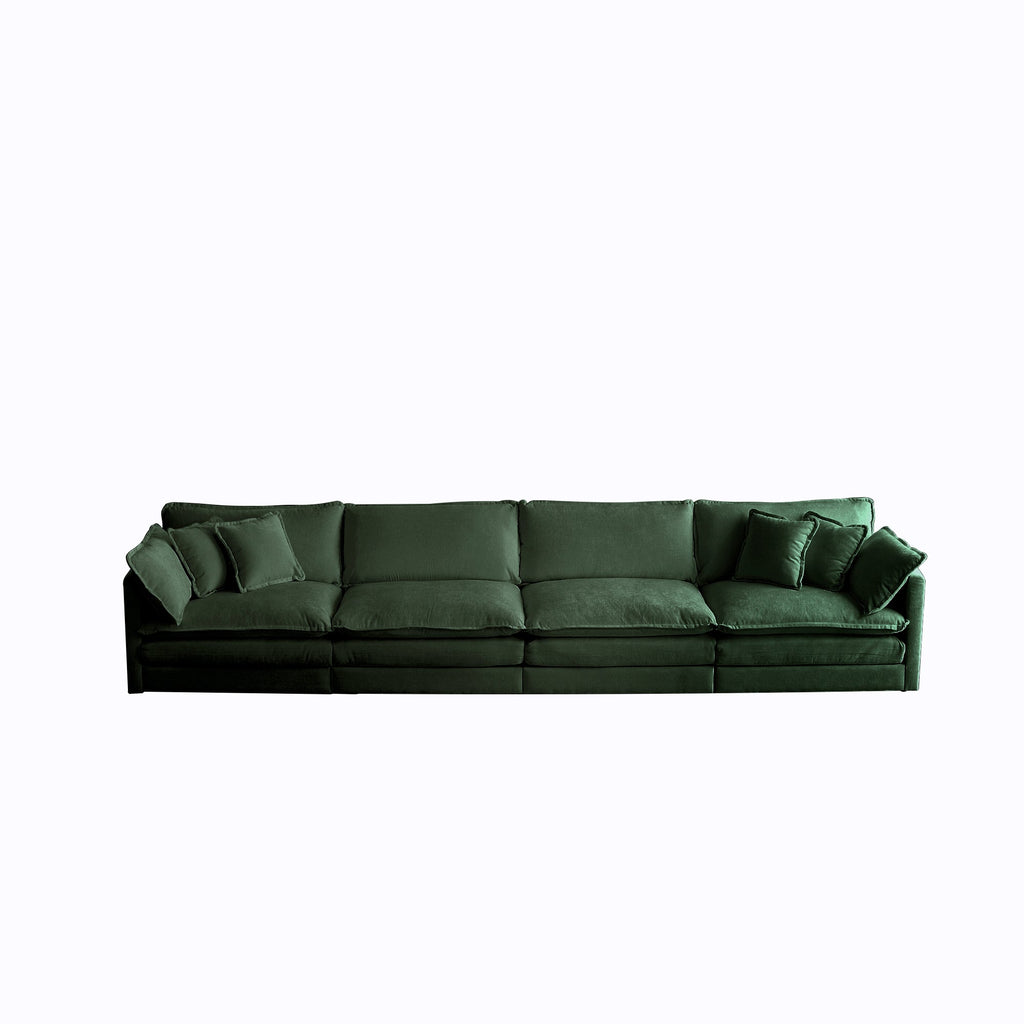 Modular Sectional Sofa for Living Room,U Shaped Couch 5 Seater Convertible Sectional Couch with 1 Ottoman ,Green Chenille