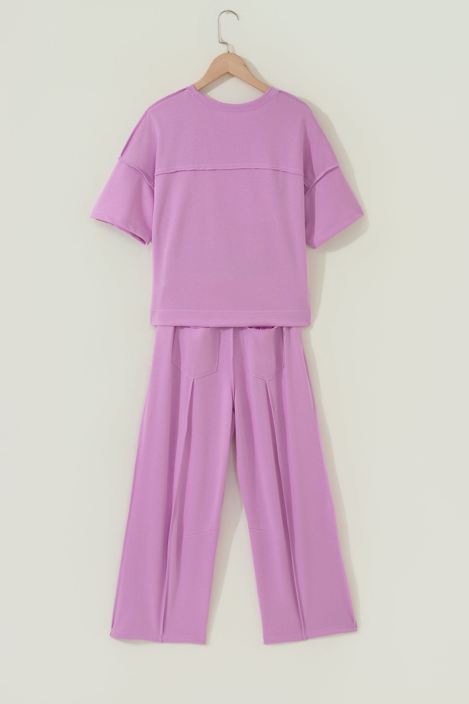 Solid Drop Shoulder Boxy Tee & Barrel Pants Set