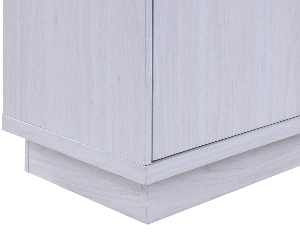 Ambrose 70'W White Walnut Finish Fireplace Console TV Stand with Heater, LED Light, Cabinets, Shelves