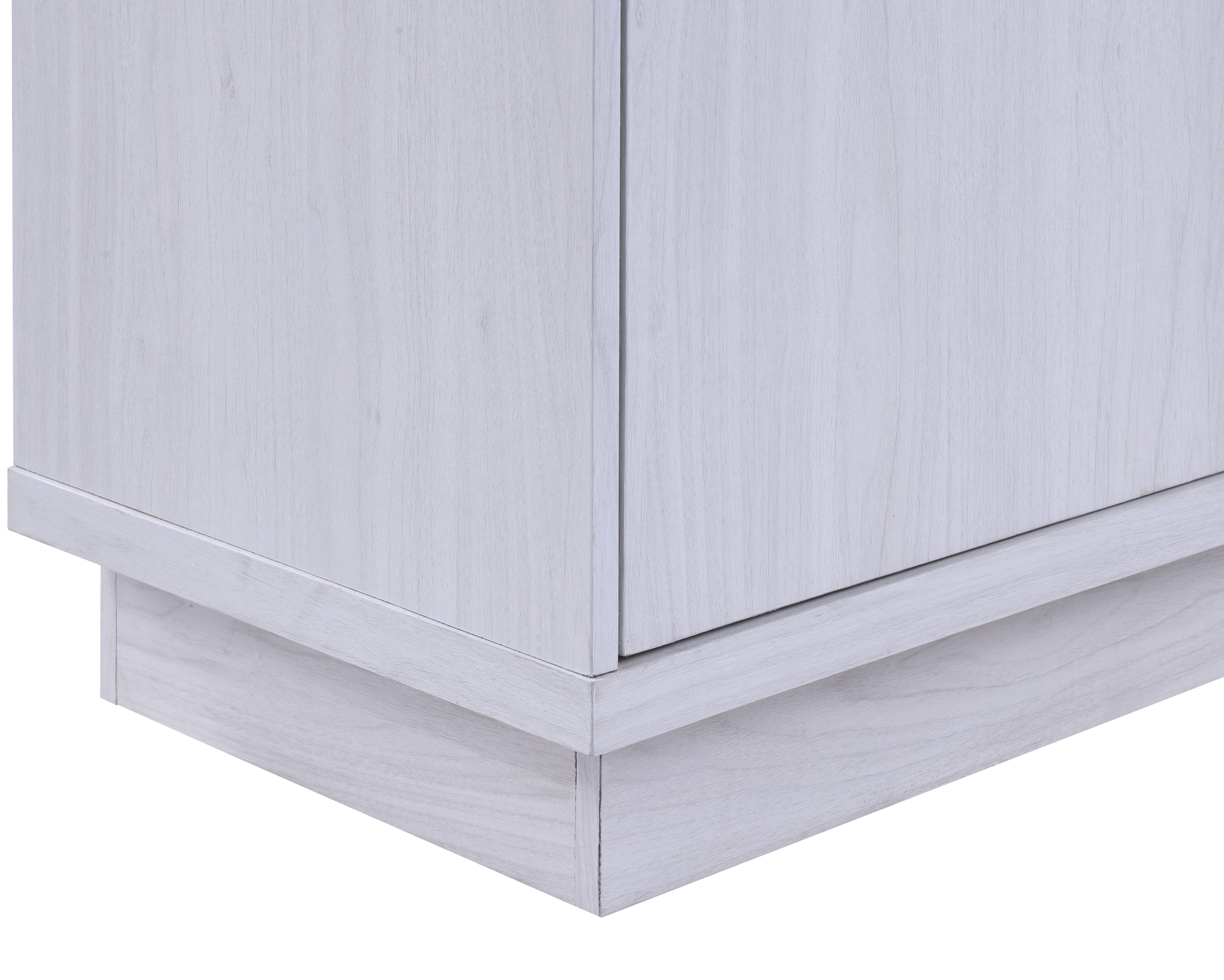 Ambrose 70'W White Walnut Finish Fireplace Console TV Stand with Heater, LED Light, Cabinets, Shelves