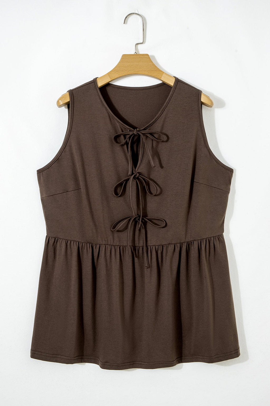 Plus Size Solid Bow-Tie Peplum Tank Top