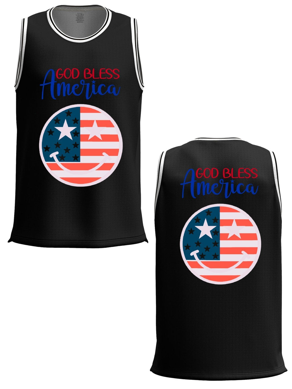 God Bless America Adult Black Basketball Jersey | Ships From USA