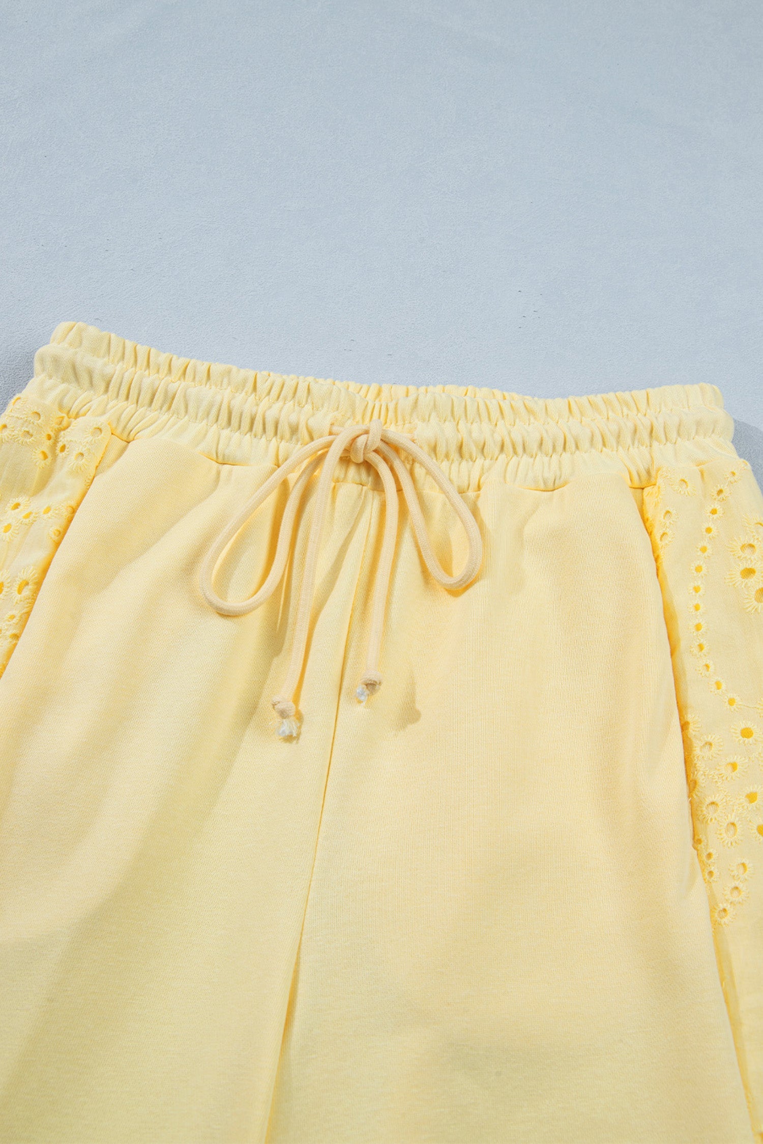 Solid Embroidered Eyelet Patchwork Top & Pants Set