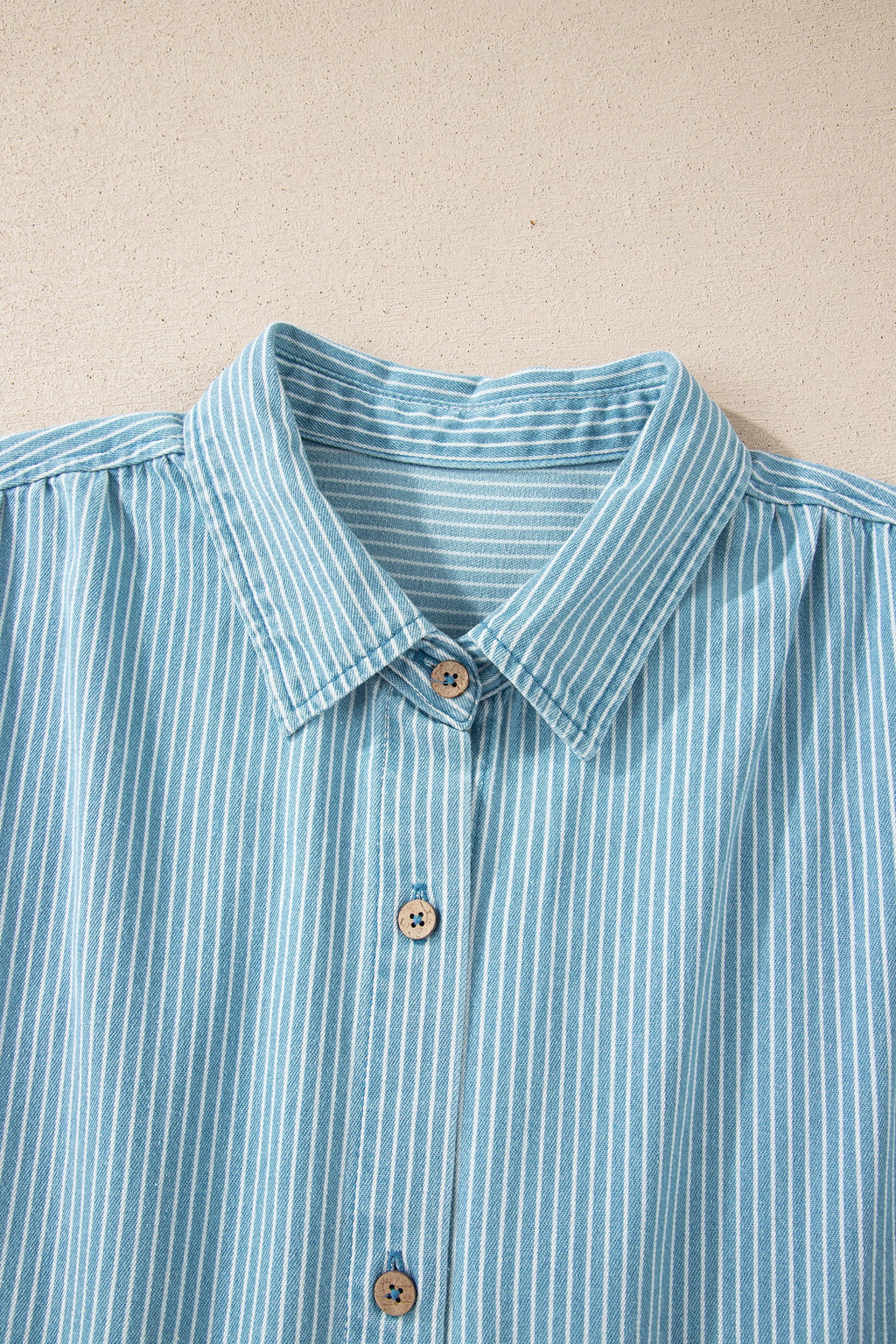 Stripe Cuffed Short Sleeve Button Up Shirt