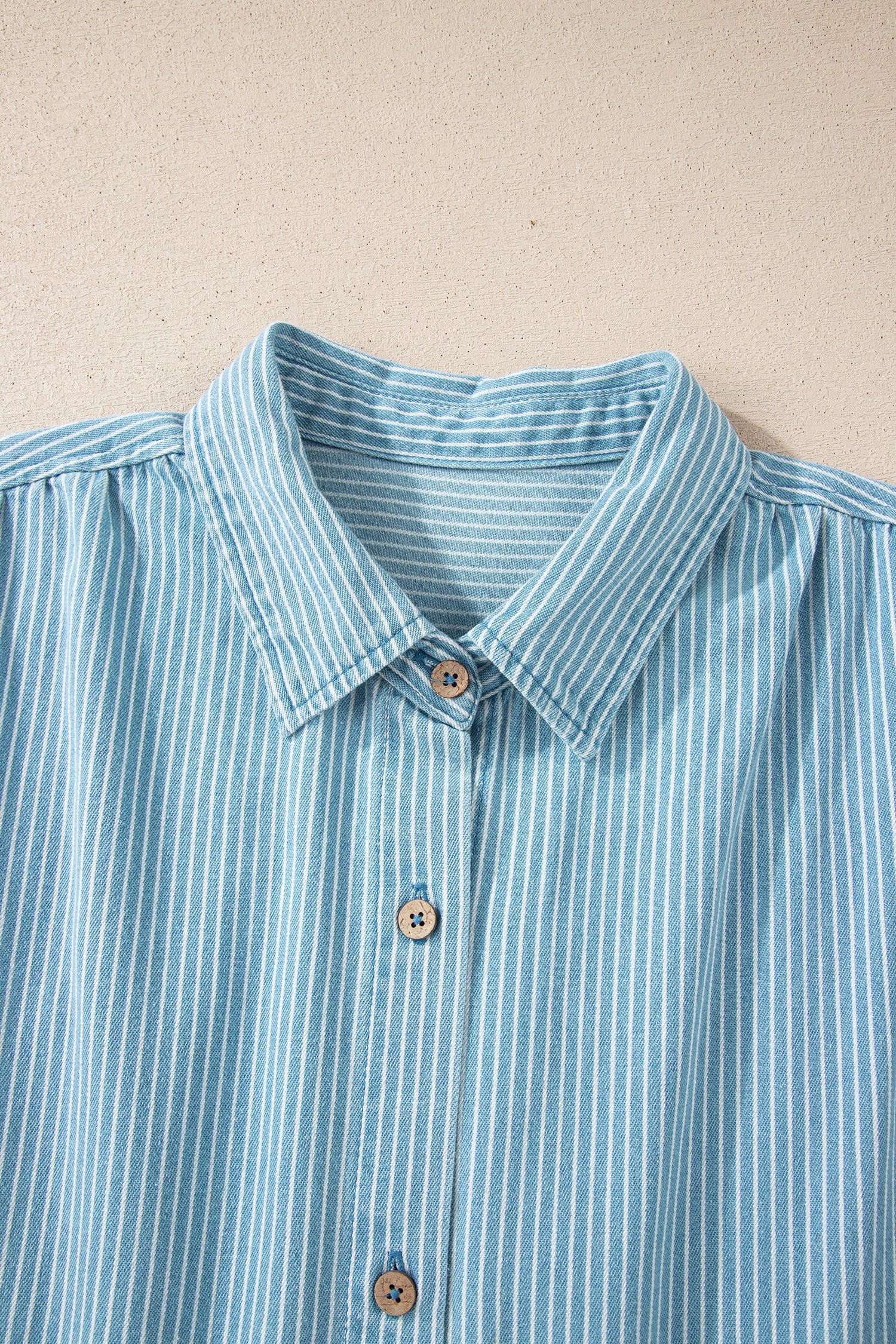 Stripe Cuffed Short Sleeve Button Up Shirt