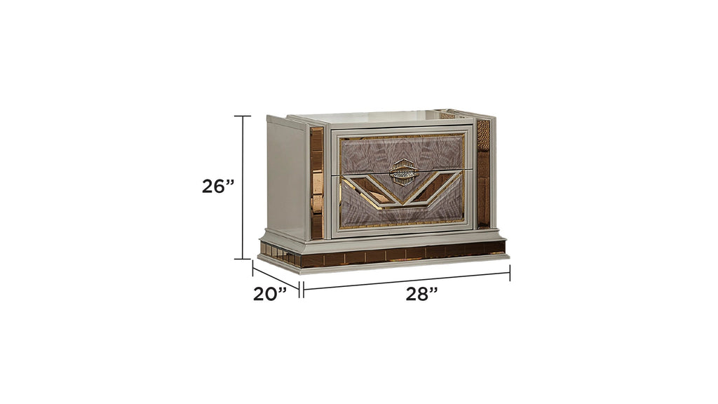 Omari Modern Style 4 Pc Queen Upholstered Bedroom Set Made with Wood and Gold Accents in Beige (CA Inventory)