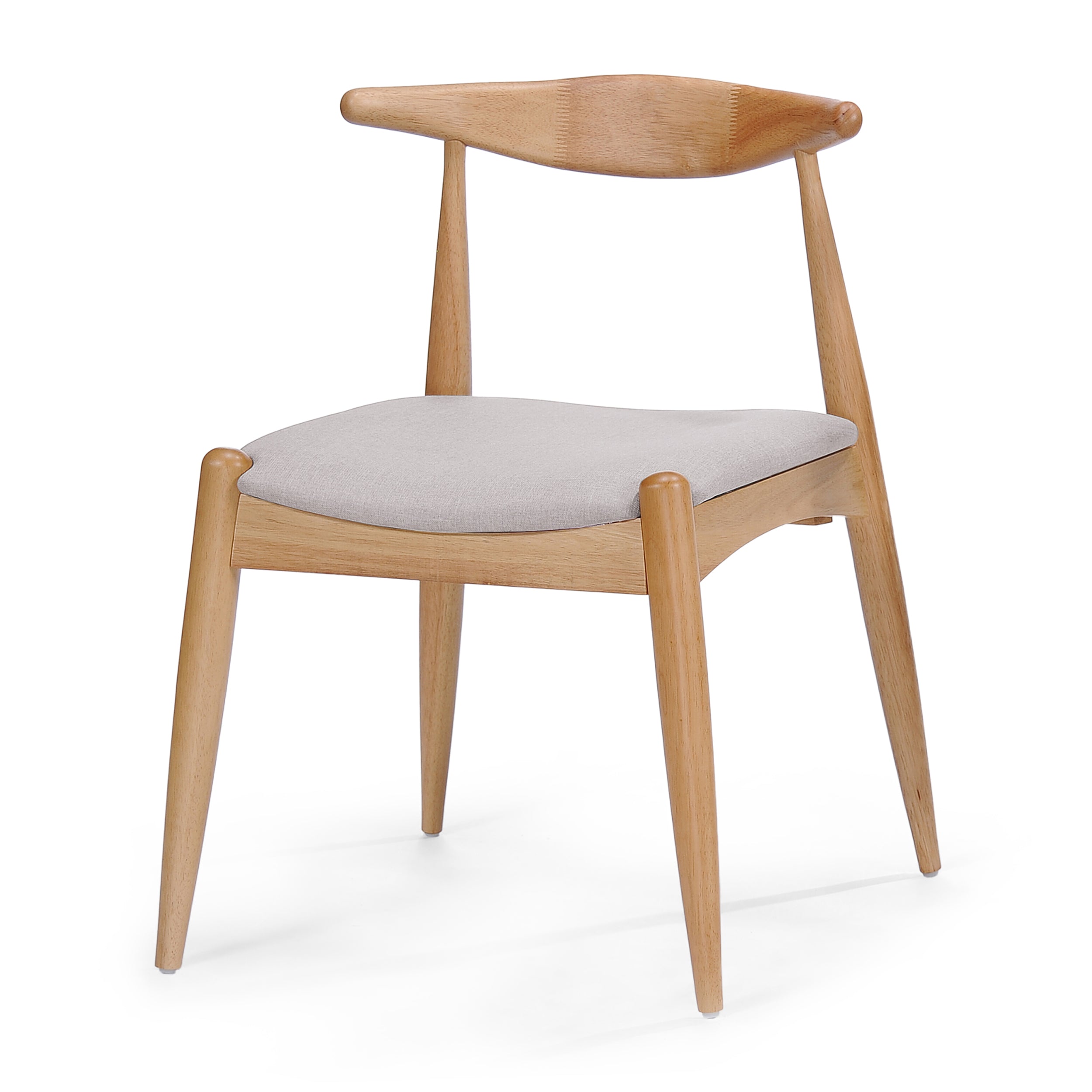 Candescent Dining Chair with Curved Back and Wood Frame, Set of 2, Beige