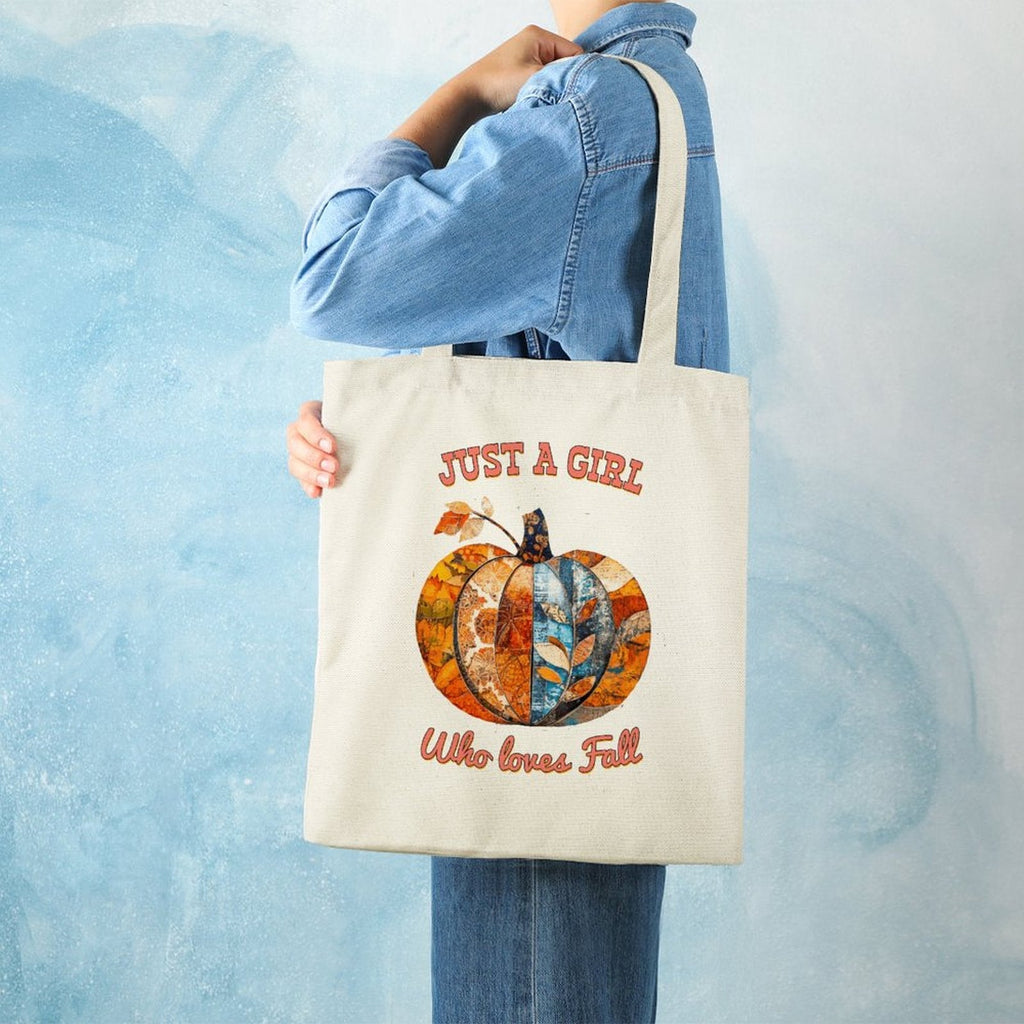 Just a Girl Who Loves Fall Pumpkins Canvas Tote Bag - 13.4" x 15.8"