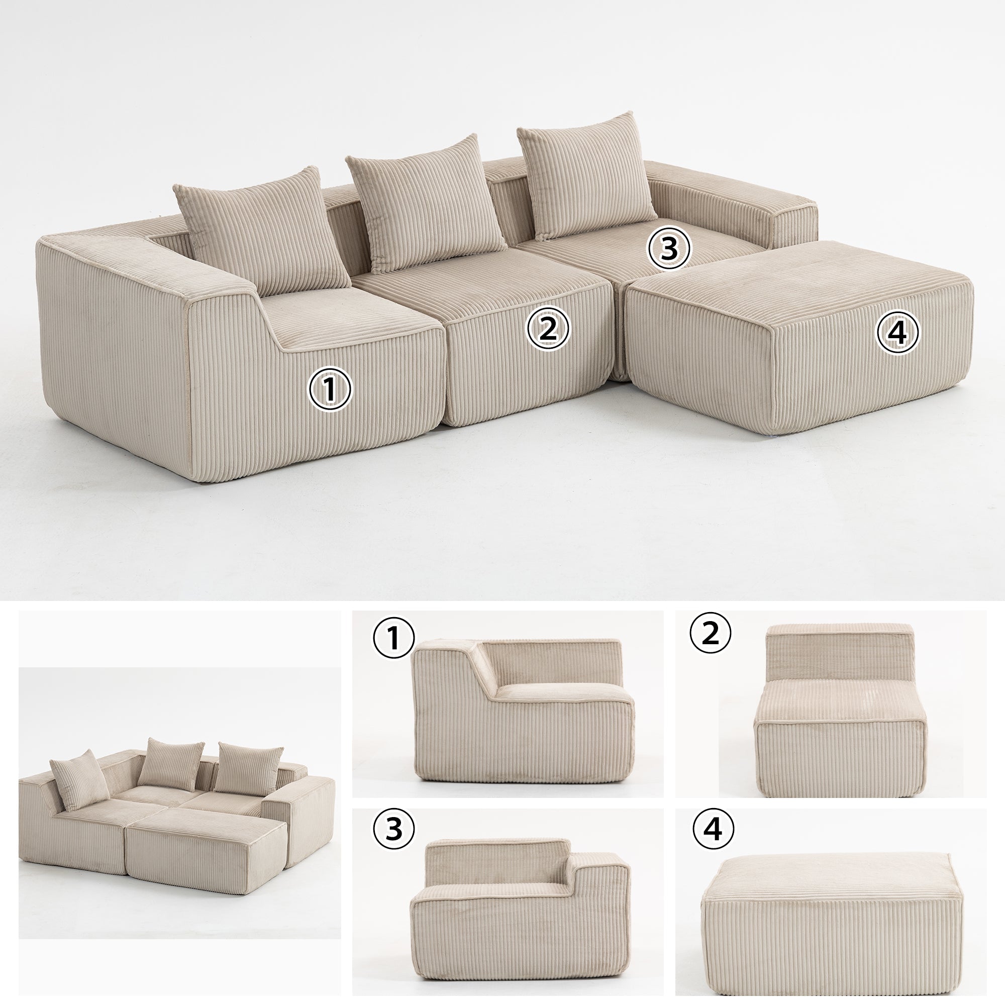 Multi person modular compression sofa that can be freely combined-33005-4