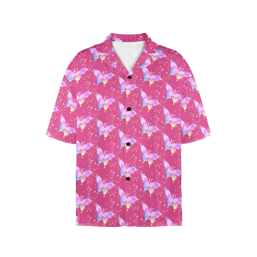 Watercolor Butterfly Women's All Over Print Hawaiian Shirt (Made in USA)