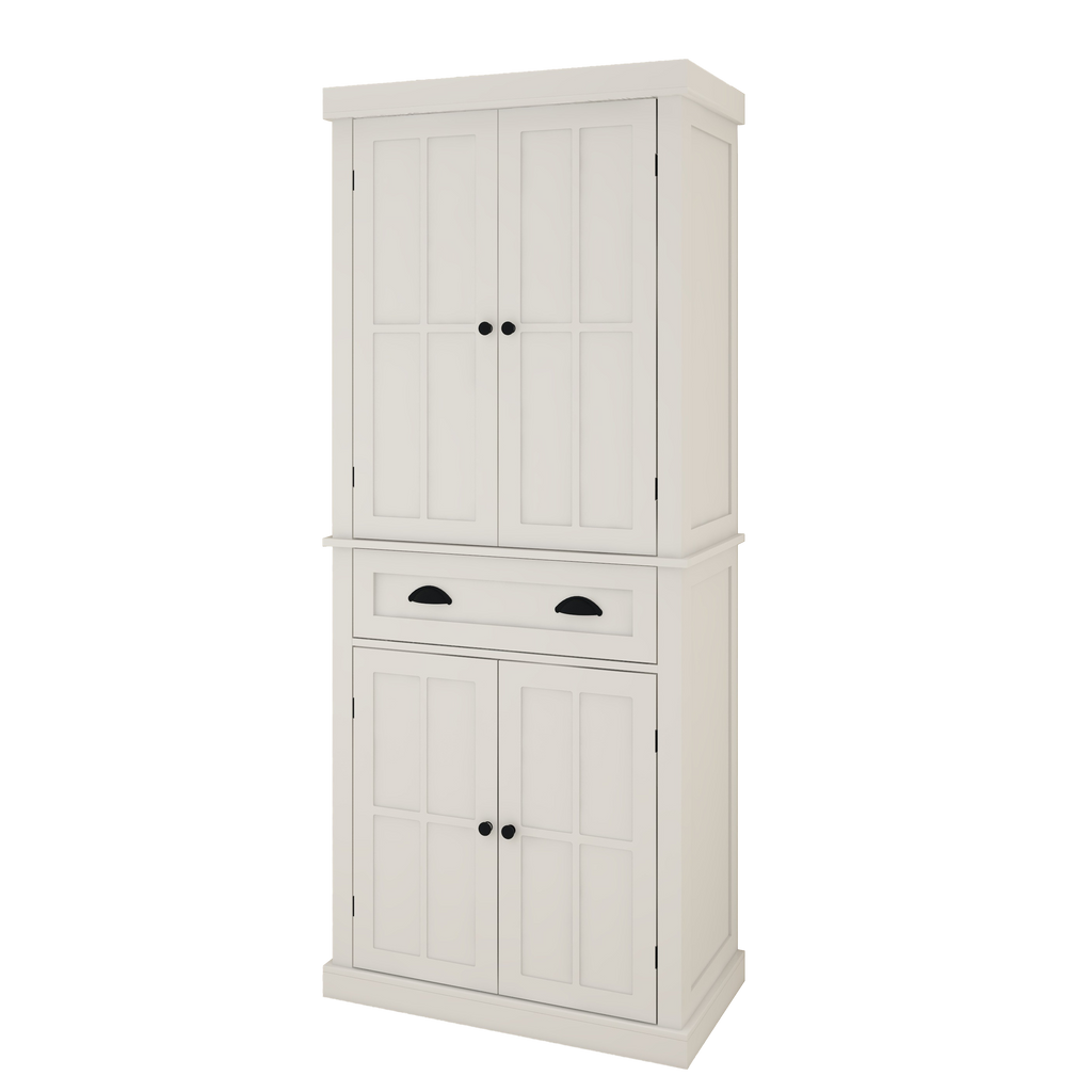71' Kitchen Pantry Storage Cabinet , with 4 Doors, Drawer, 2 Adjustable Shelves, Freestanding Cupboard for Dining Room Living Room, Laundry-White