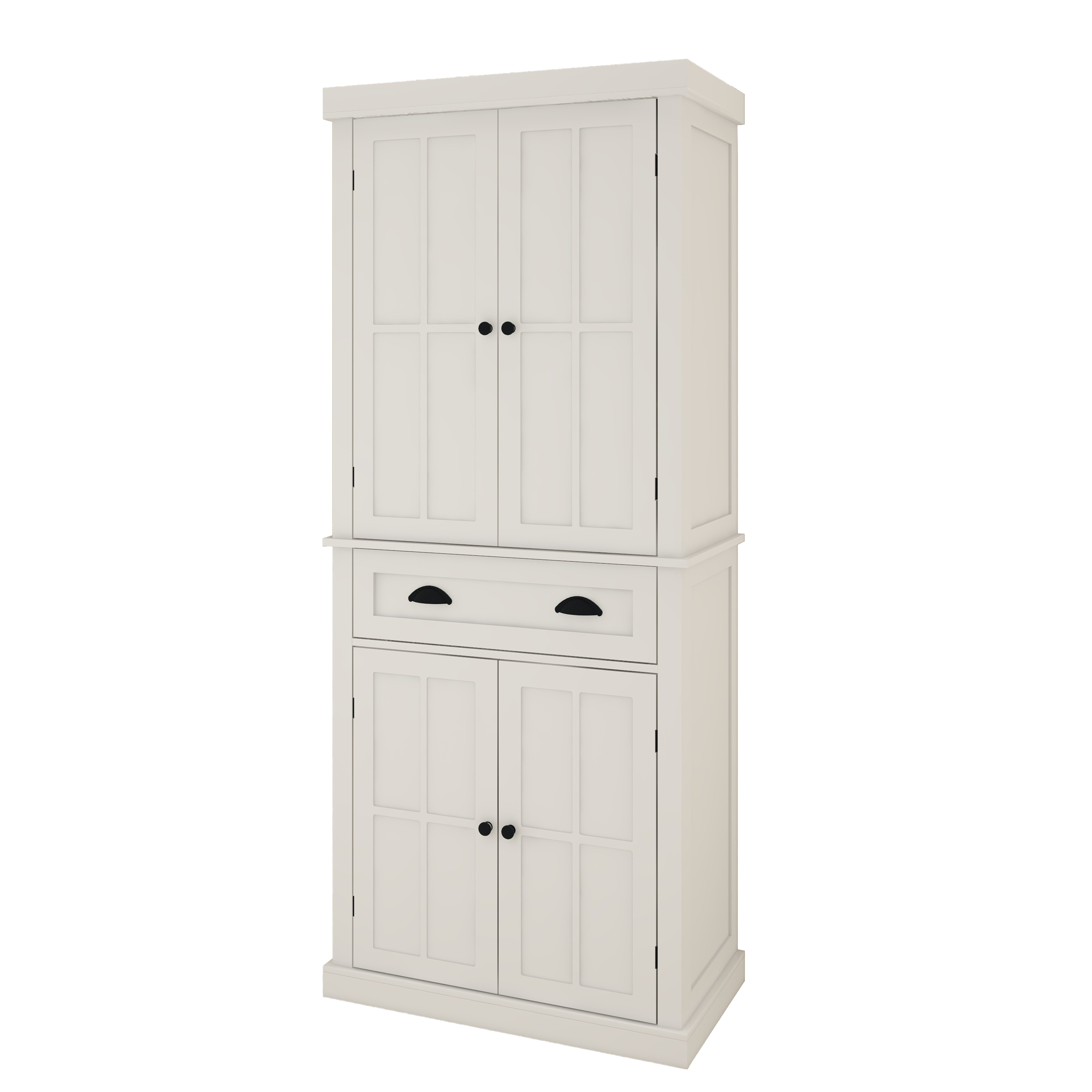 71' Kitchen Pantry Storage Cabinet , with 4 Doors, Drawer, 2 Adjustable Shelves, Freestanding Cupboard for Dining Room Living Room, Laundry-White