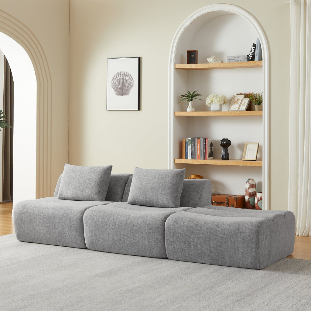 Oversized 3 Seater Compressed Sofa with Chenille Fabric, No Assembly, Space-Saving for Living Room, Apartment
